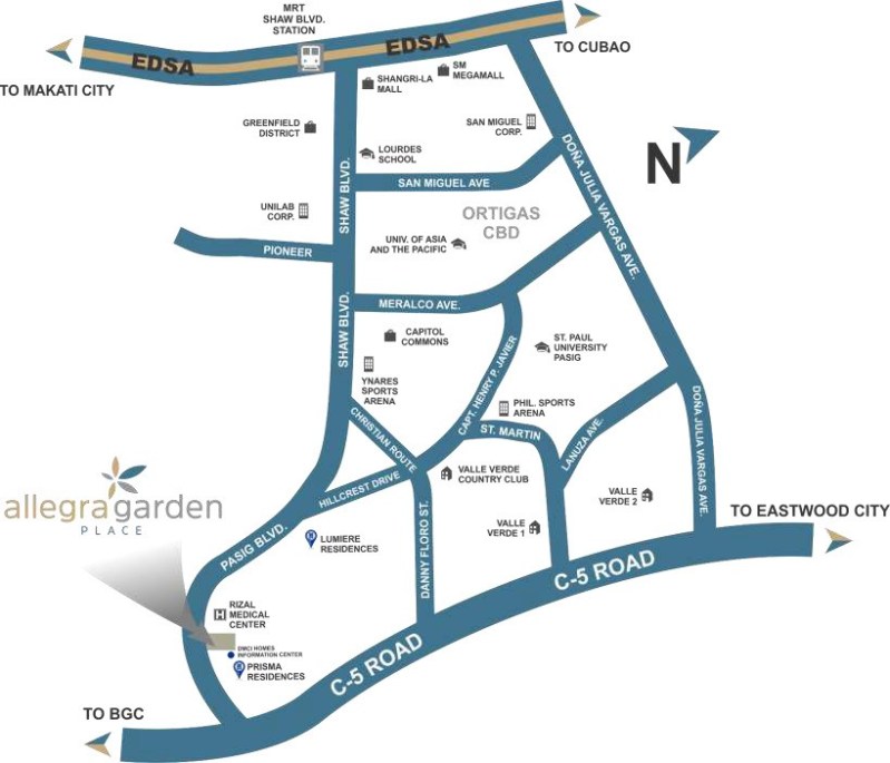 Allegra Garden Place location map