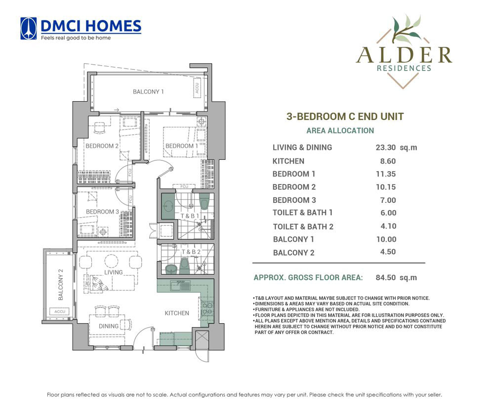 Alder Residences 3-Bedroom 84.5 sqm