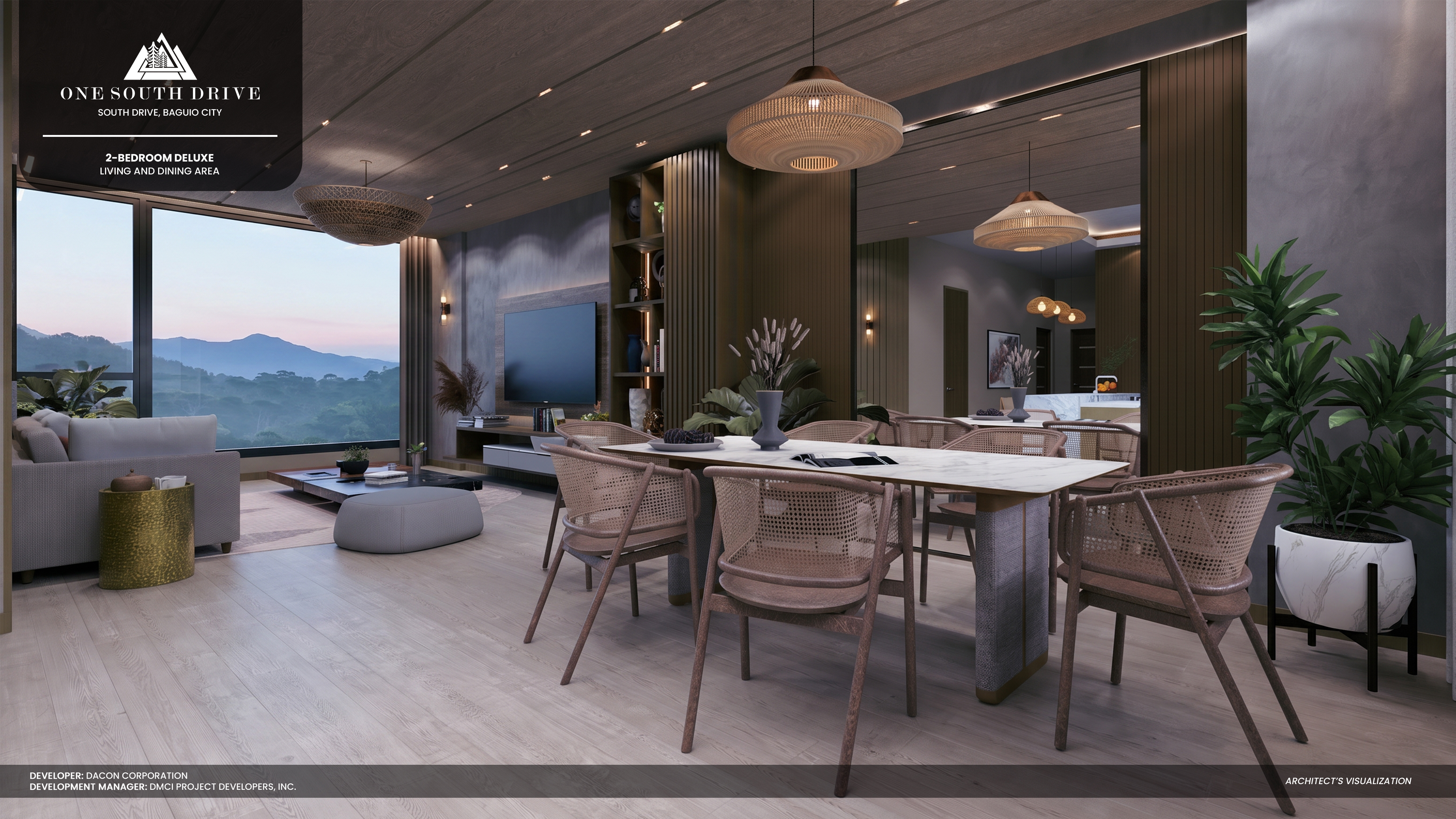 Living and dining area — The Crest, One South Drive