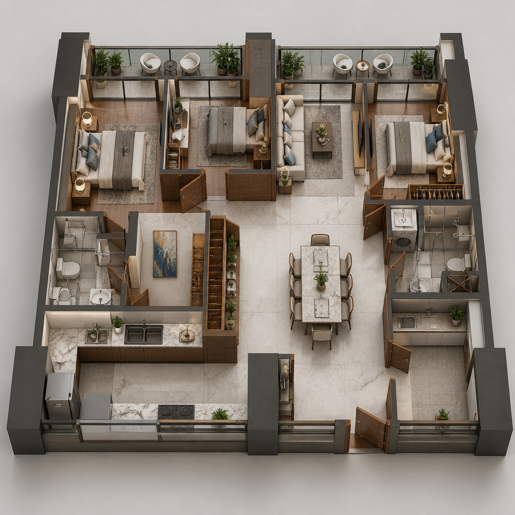 Tandem unit floor plan